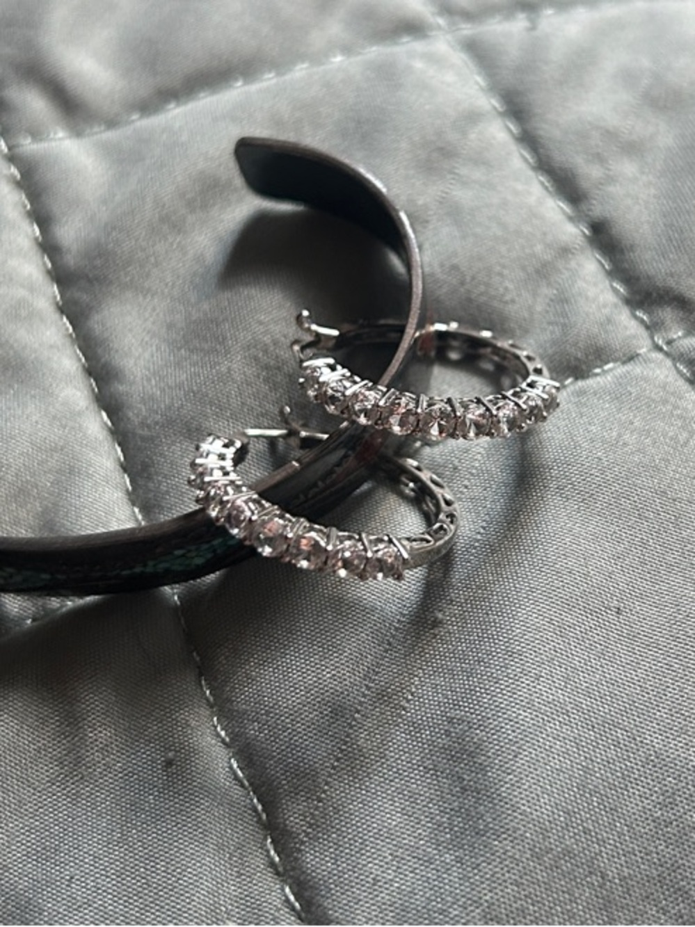jcpenney Silver-Tone Crystal Hoop Earrings